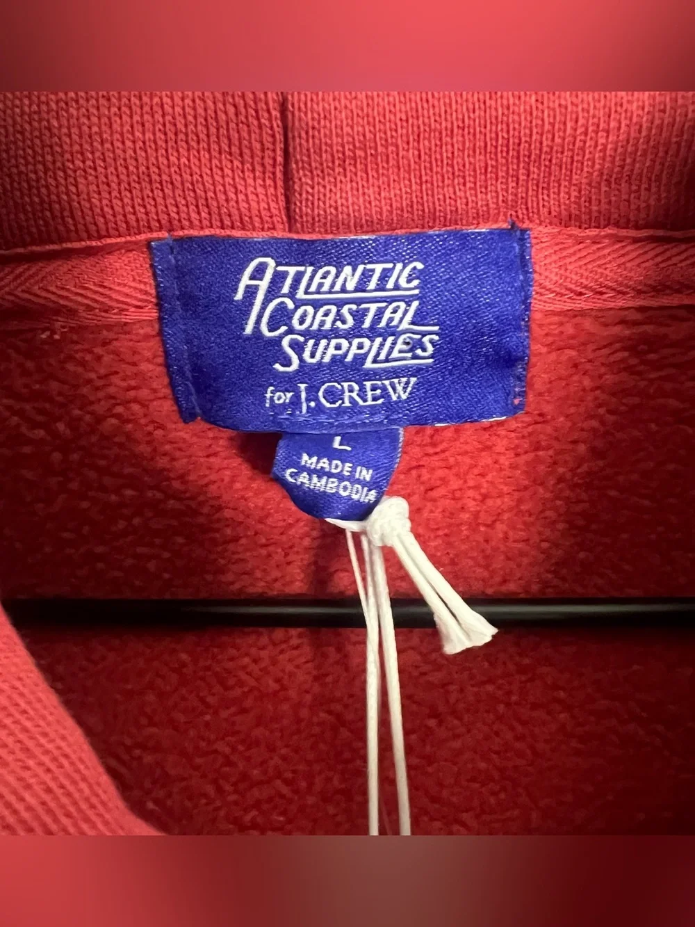 J. Crew x Atlantic Coastal Supplies ACS Graphic Fleece Hoodie Mens Large Red NWT